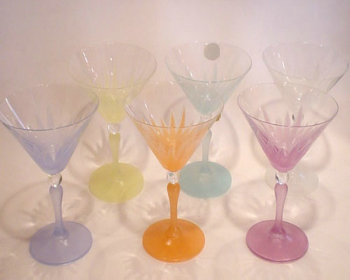Colored martini glasses