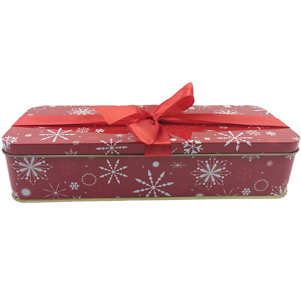 Christmas Tin Box Rectangle shape tin can red color personalized tin box